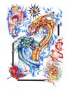 colored dragon pic tattoo design